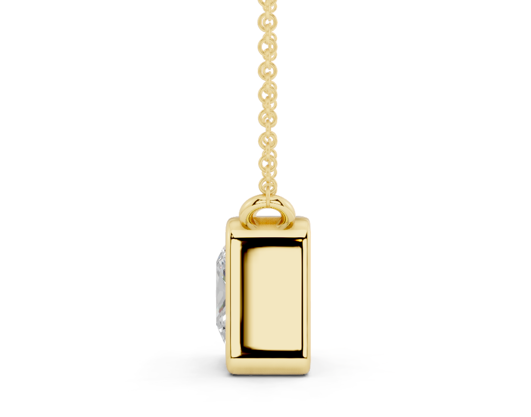 Bezel-set Solitaire Princess Cut Diamond Necklace