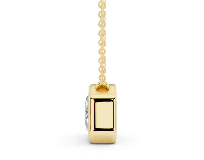 Bezel-set Solitaire Emerald Cut Diamond Necklace
