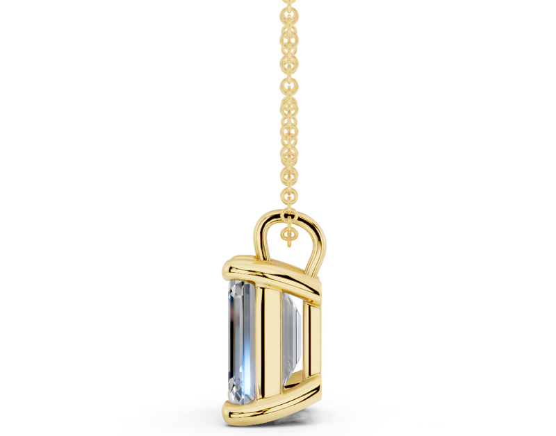 Classic Solitaire Emerald Cut Diamond Necklace