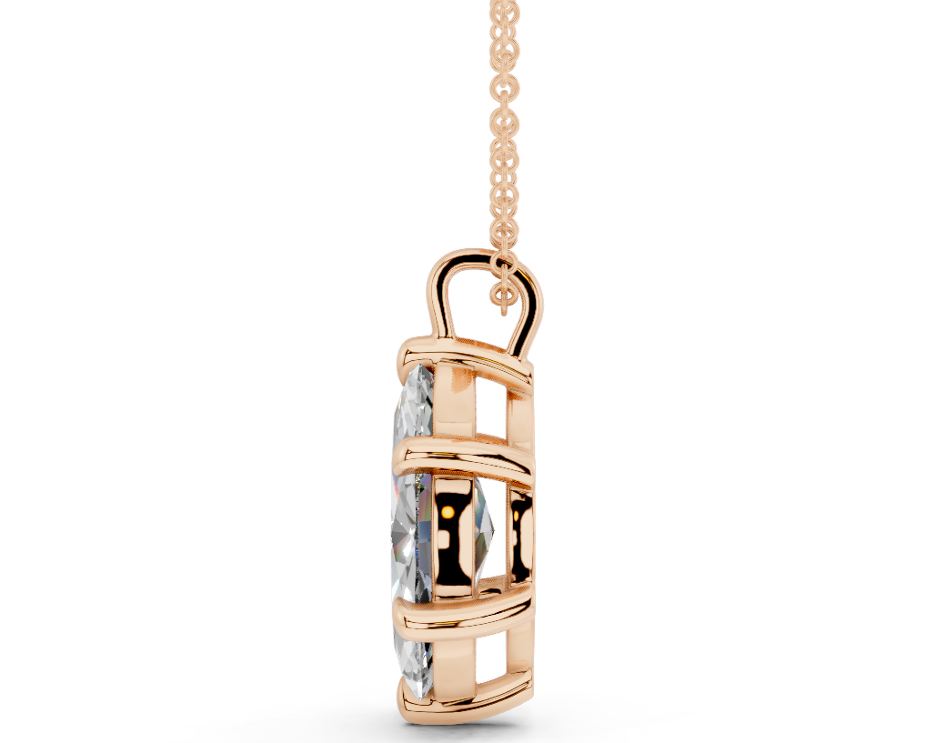 Classic Solitaire Marquise Cut Diamond Necklace