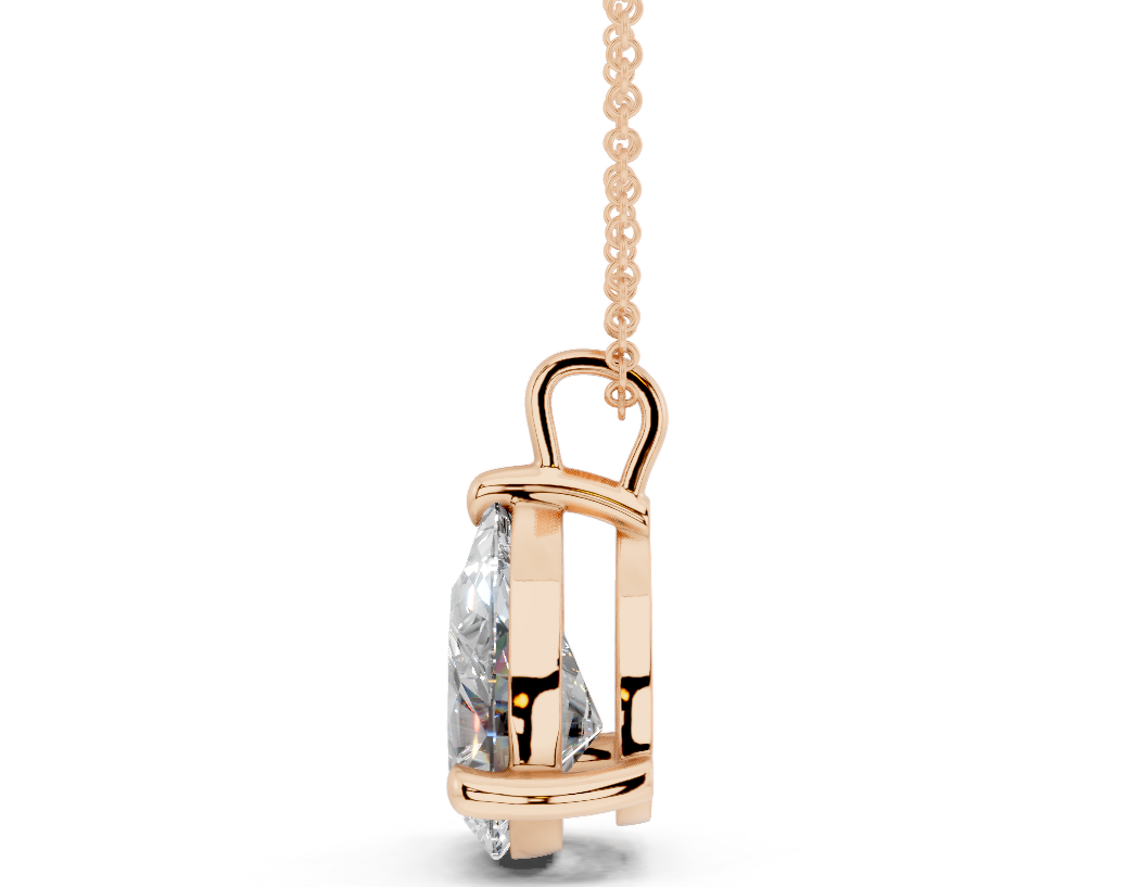 Classic Solitaire Pear Cut Diamond Necklace