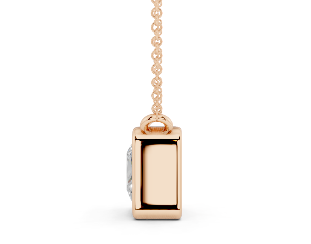 Bezel-set Solitaire Princess Cut Diamond Necklace