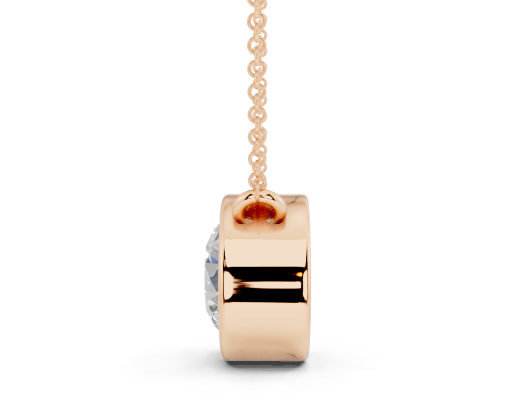 Bezel-set Solitaire Round Cut Diamond Necklace