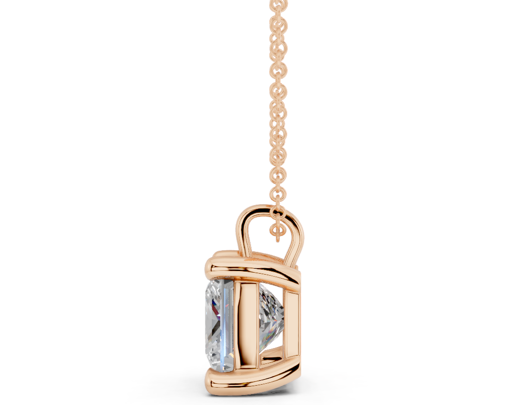 Classic Solitaire Princess Cut Diamond Necklace
