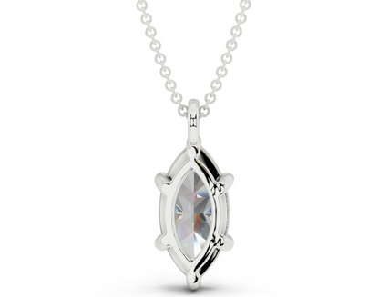 Classic Solitaire Marquise Cut Diamond Necklace