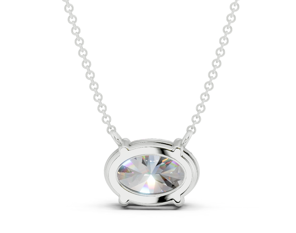 Diamond Solitaire Oval Cut Diamond Necklace