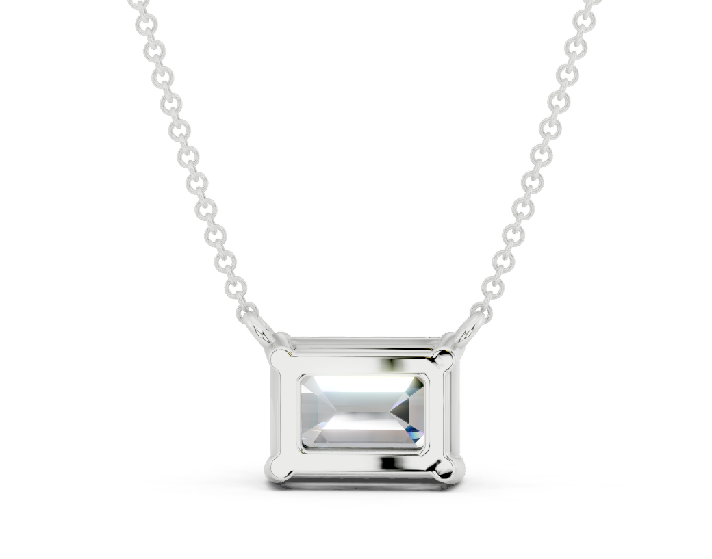 Diamond Solitaire Emerald Cut Diamond Necklace