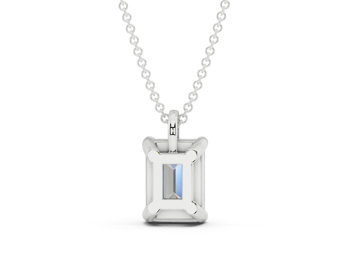 Classic Solitaire Emerald Cut Diamond Necklace
