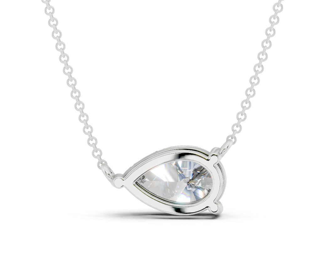 Diamond Solitaire Pear Cut Diamond Necklace