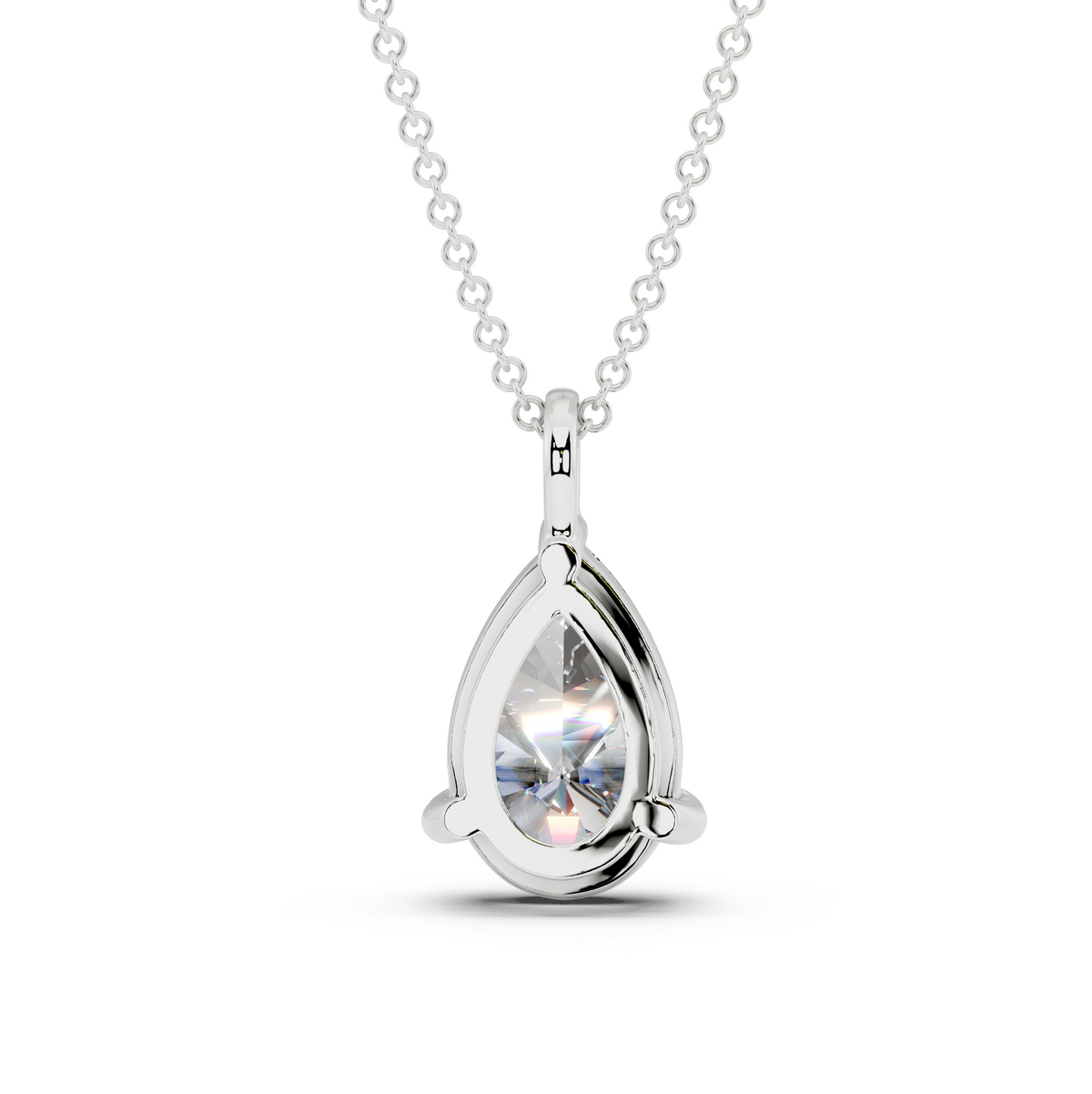 Classic Solitaire Pear Cut Diamond Necklace