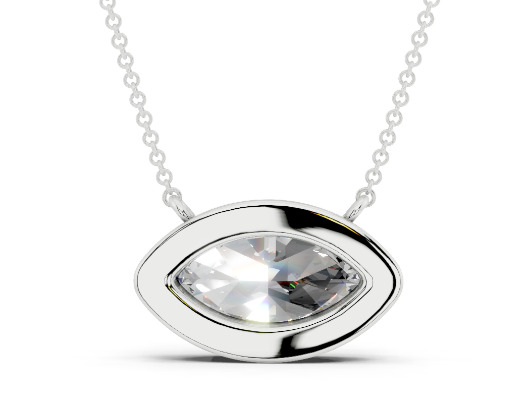 Bezel-set Solitaire Marquise Cut Diamond Necklace