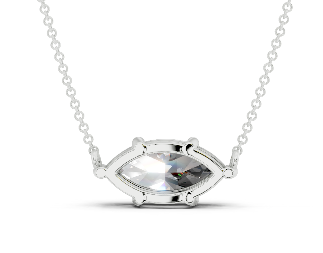 Diamond Solitaire Marquise Cut Diamond Necklace