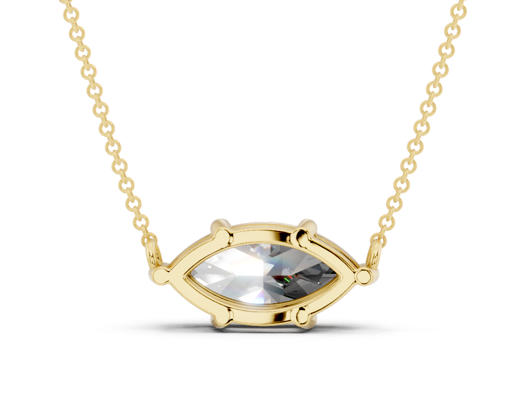 Diamond Solitaire Marquise Cut Diamond Necklace