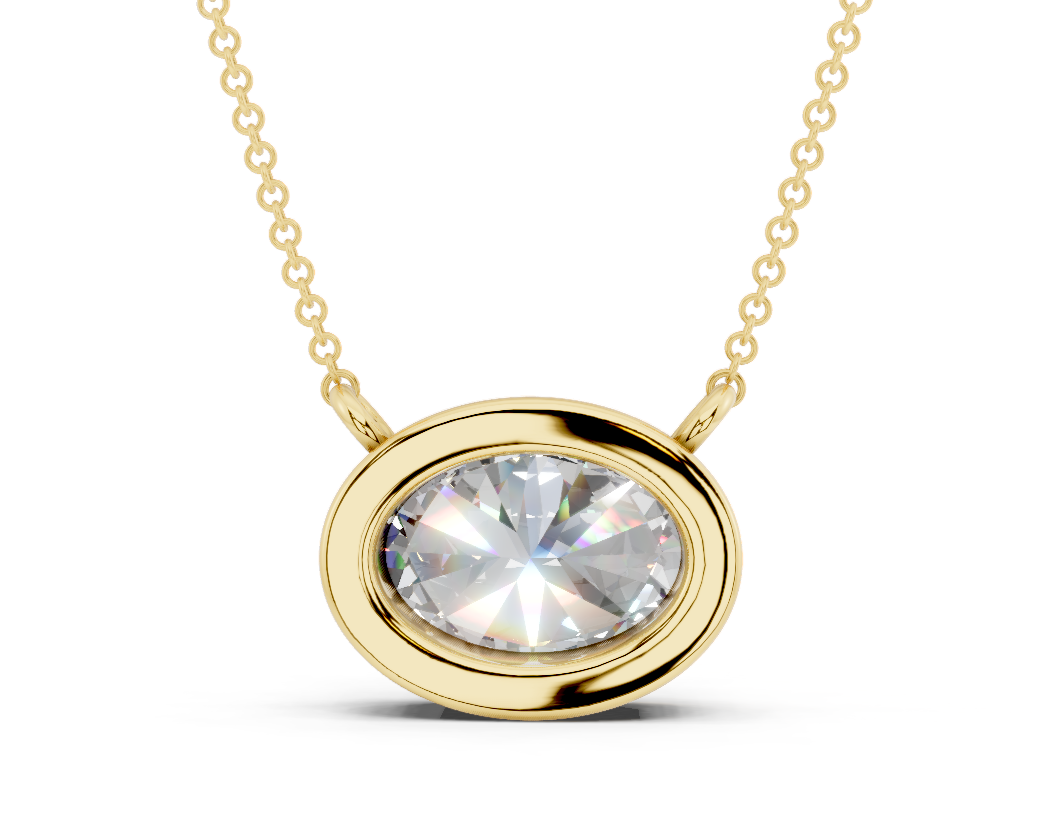 Bezel-set Solitaire Oval Cut Diamond Necklace
