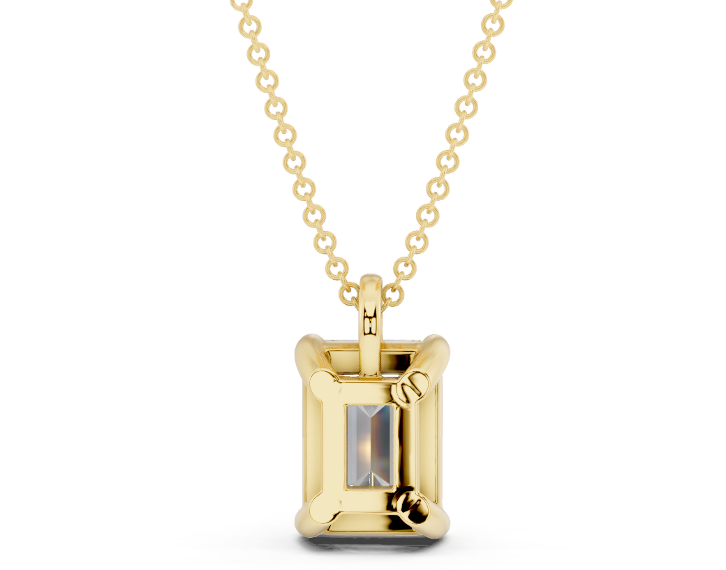 Classic Solitaire Emerald Cut Diamond Necklace