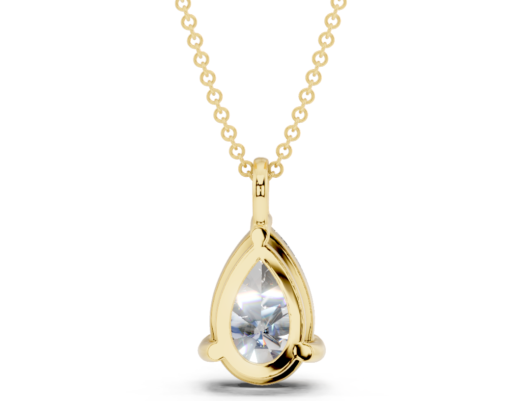 Classic Solitaire Pear Cut Diamond Necklace