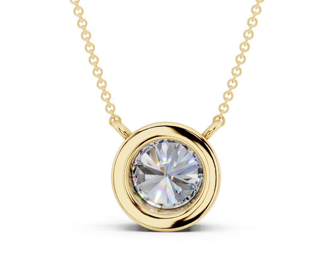 Bezel-set Solitaire Round Cut Diamond Necklace