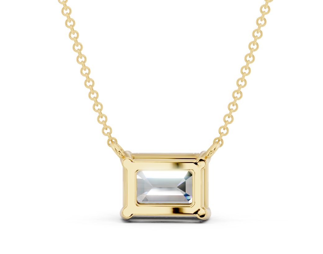 Diamond Solitaire Emerald Cut Diamond Necklace