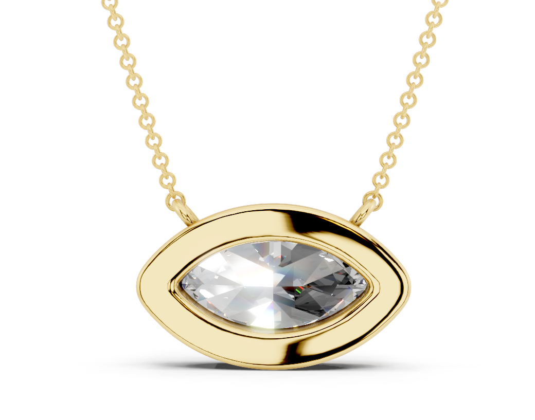 Bezel-set Solitaire Marquise Cut Diamond Necklace