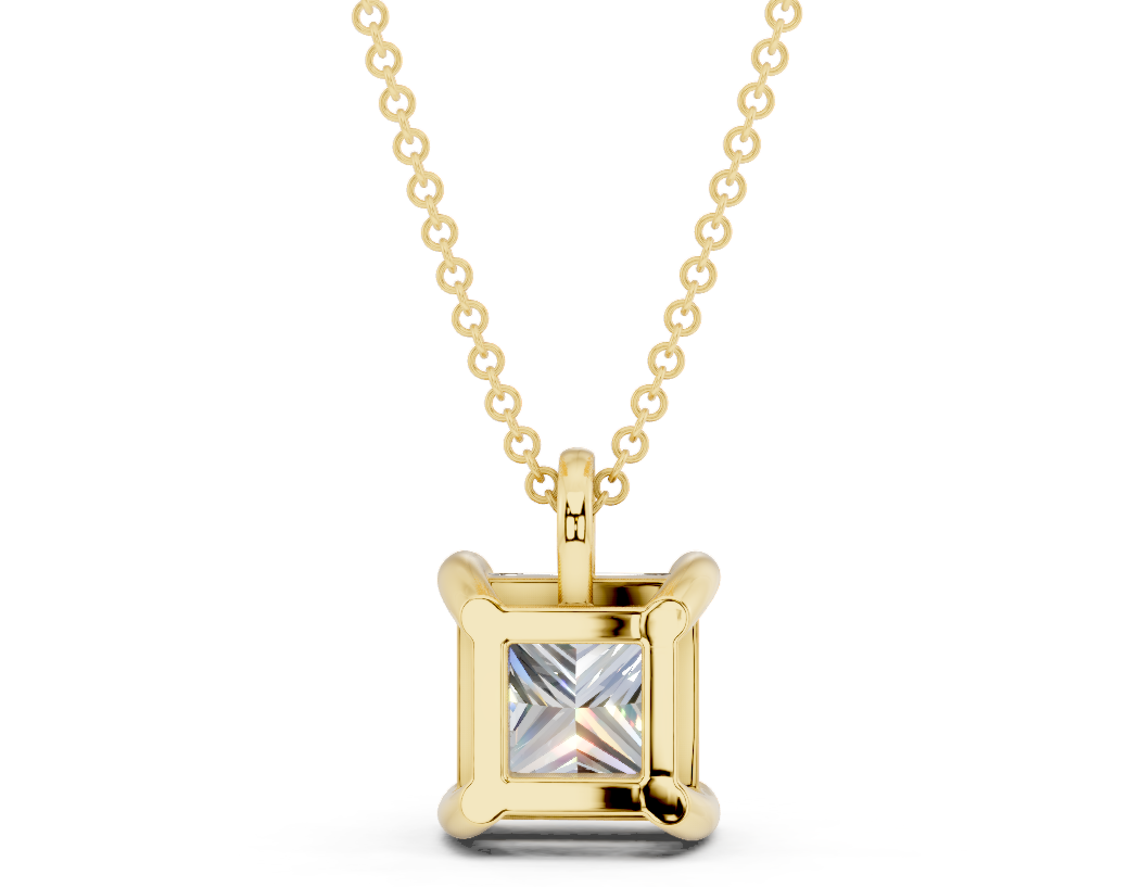 Classic Solitaire Princess Cut Diamond Necklace
