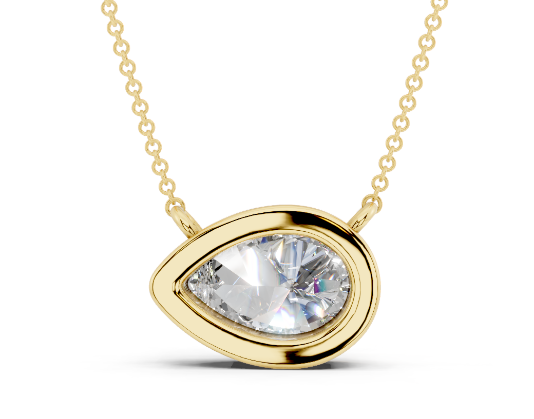 Bezel-set Solitaire Pear Cut Diamond Necklace