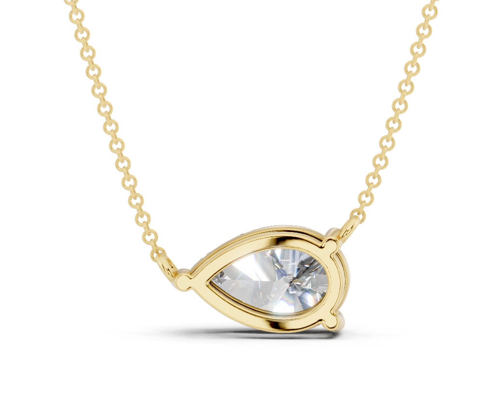 Diamond Solitaire Pear Cut Diamond Necklace