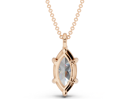 Classic Solitaire Marquise Cut Diamond Necklace