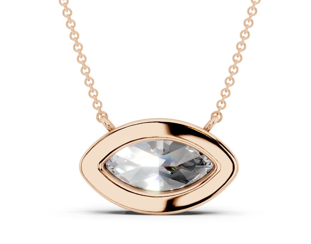 Bezel-set Solitaire Marquise Cut Diamond Necklace