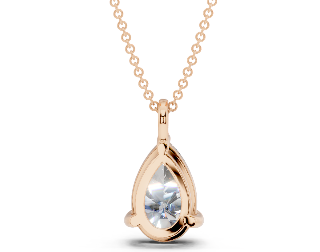 Classic Solitaire Pear Cut Diamond Necklace