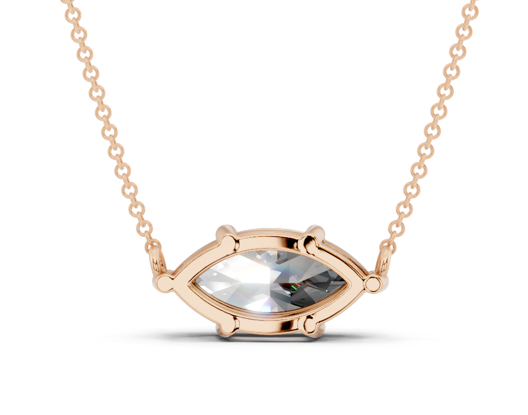 Diamond Solitaire Marquise Cut Diamond Necklace