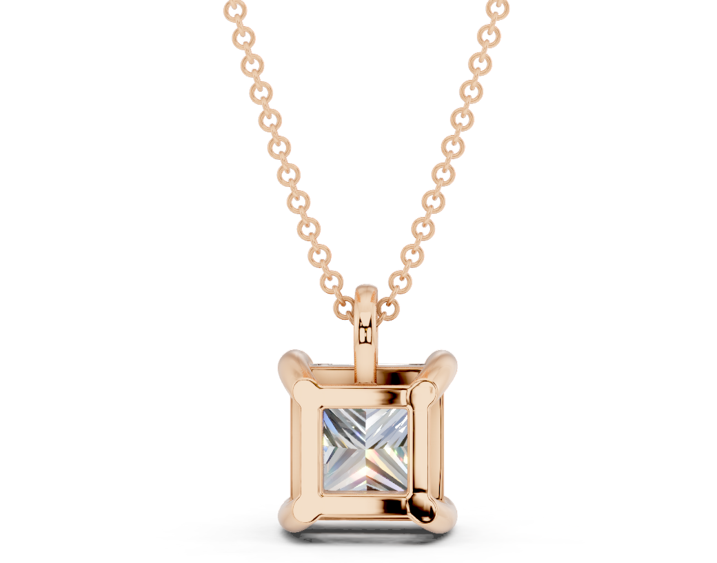 Classic Solitaire Princess Cut Diamond Necklace