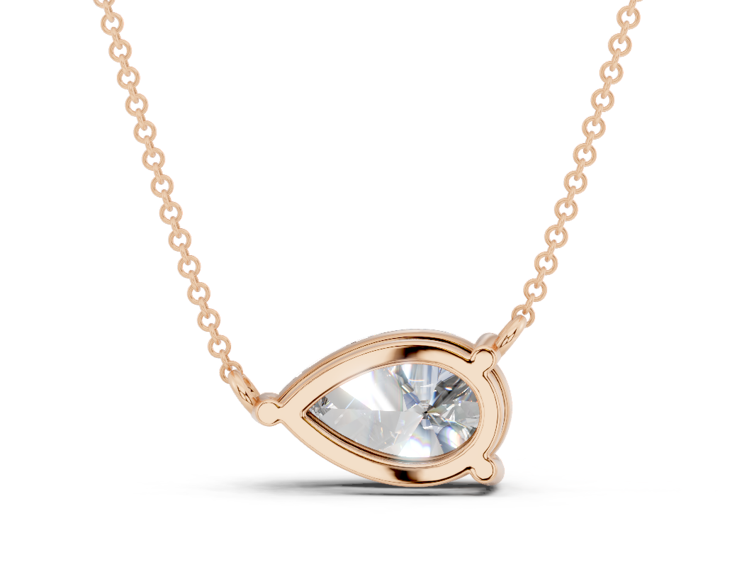 Diamond Solitaire Pear Cut Diamond Necklace