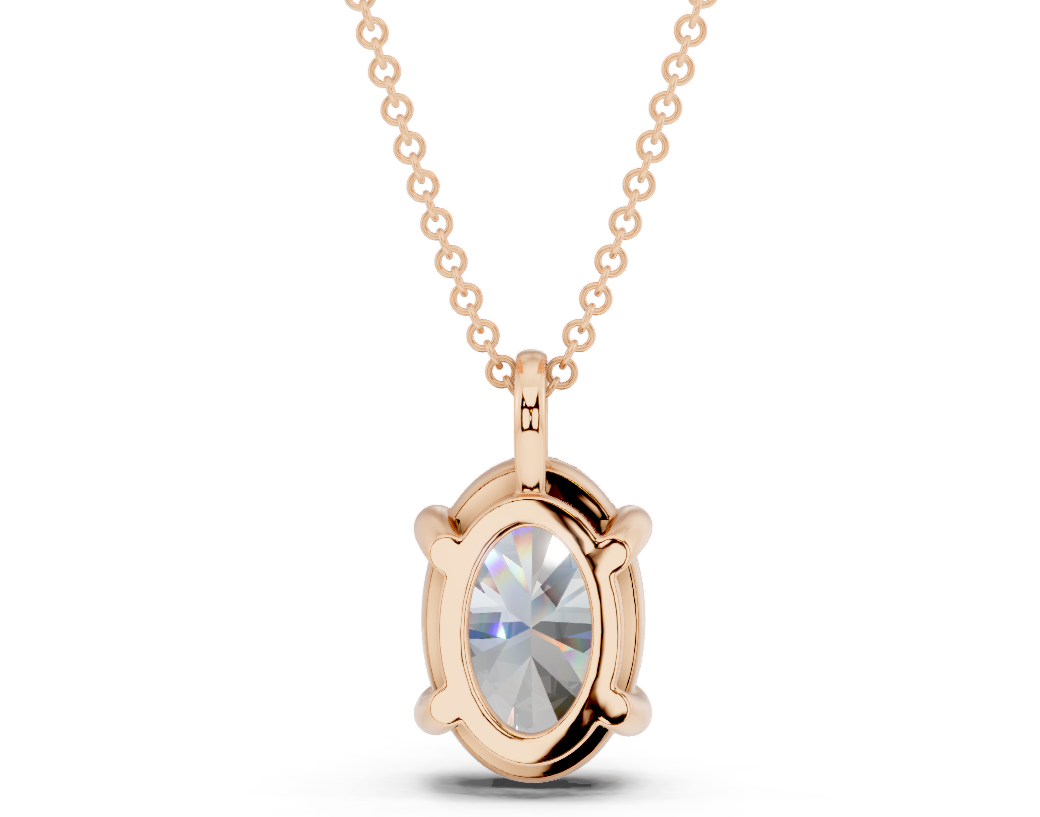 Classic Solitaire Oval Cut Diamond Necklace