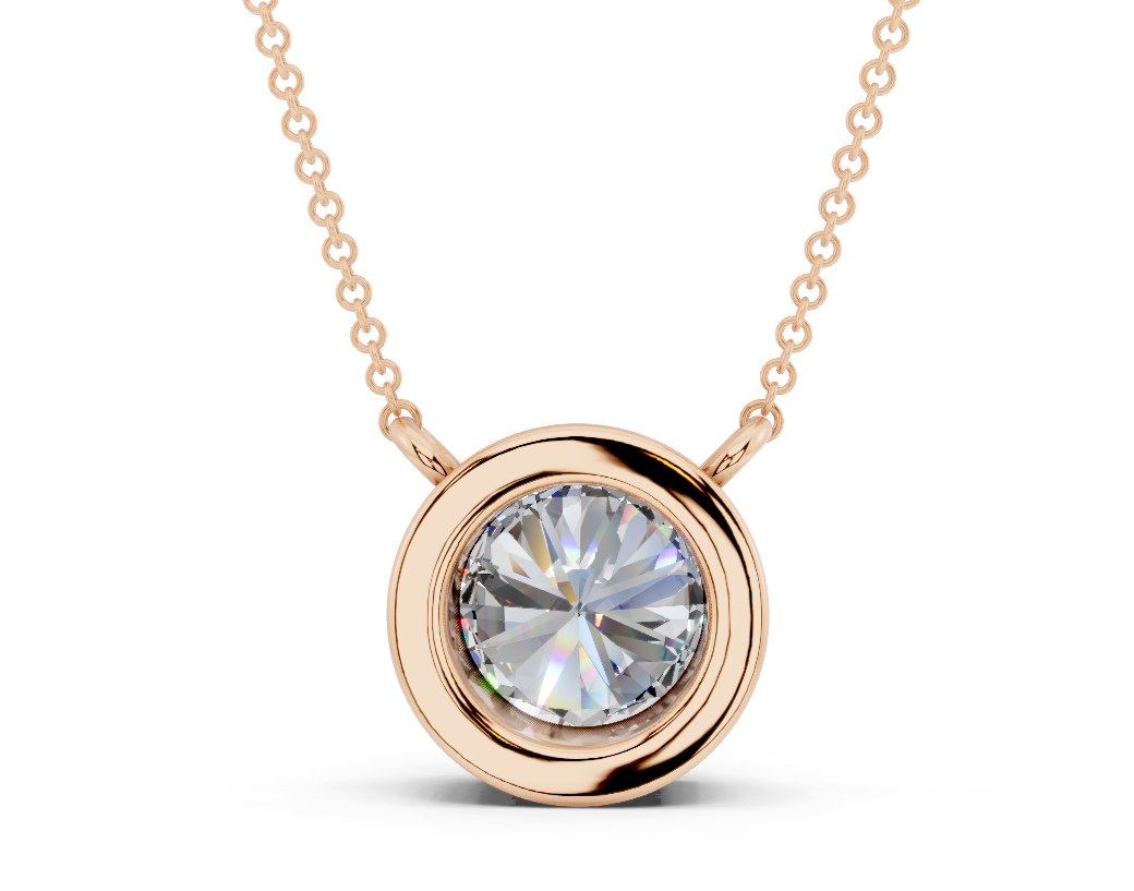 Bezel-set Solitaire Round Cut Diamond Necklace
