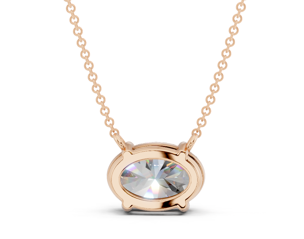 Diamond Solitaire Oval Cut Diamond Necklace