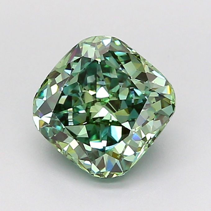 1.58 Carat Cushion Cut Fancy Green