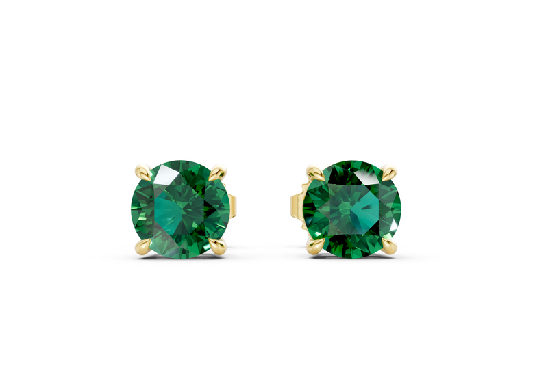 Geneva Classic Emerald Gemstone Round Cut Studs