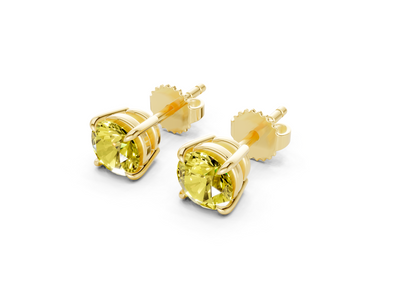 Geneva Classic Yellow Diamond Round Cut Studs