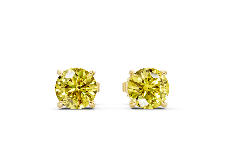 Geneva Classic Yellow Diamond Round Cut Studs