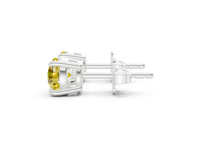 Geneva Classic Yellow Diamond Round Cut Studs