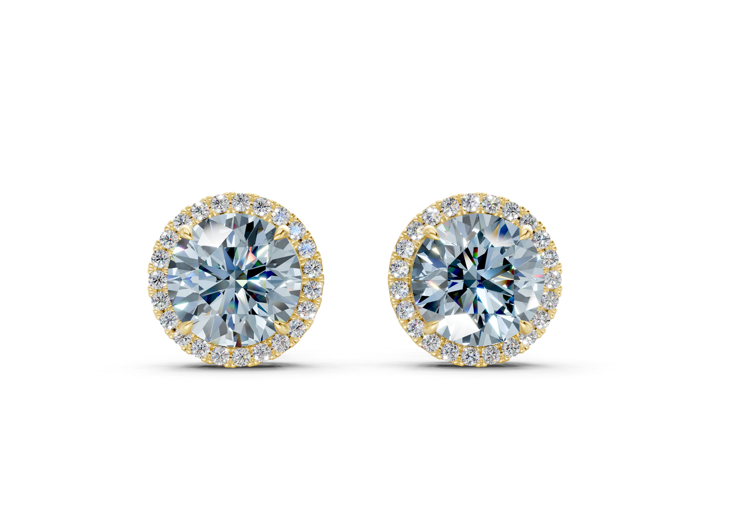 Marseille Halo Blue Diamond Round Cut Studs