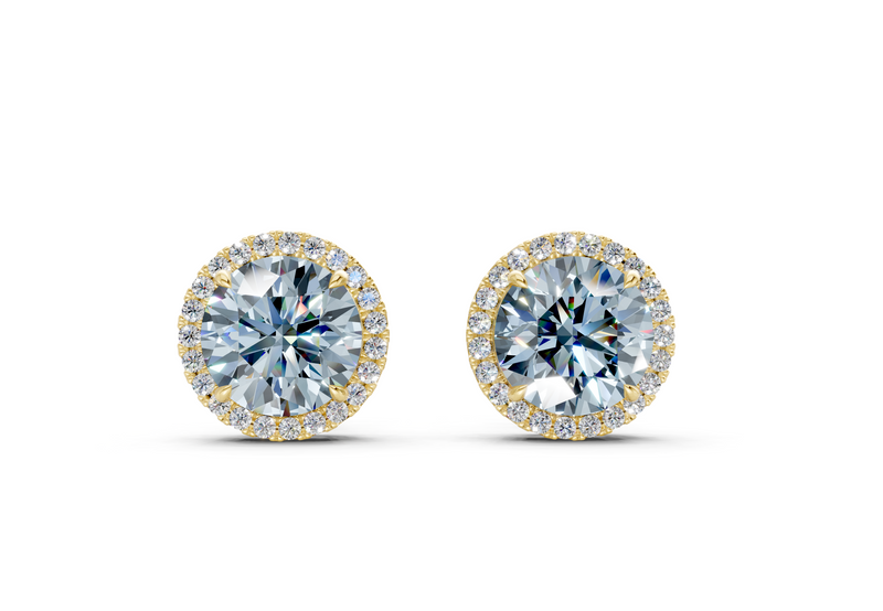 Marseille Halo Blue Diamond Round Cut Studs