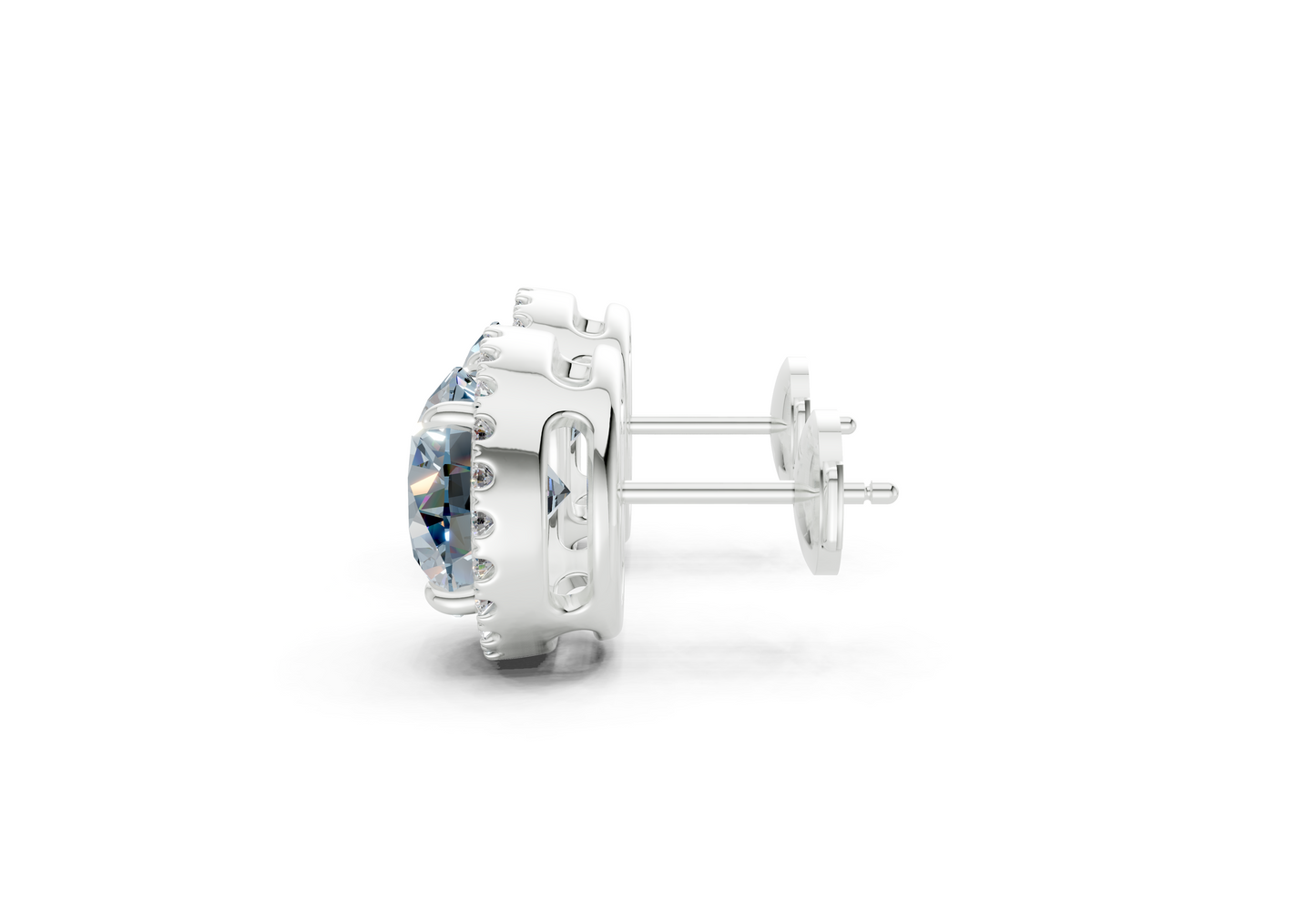 Marseille Halo Blue Diamond Round Cut Studs