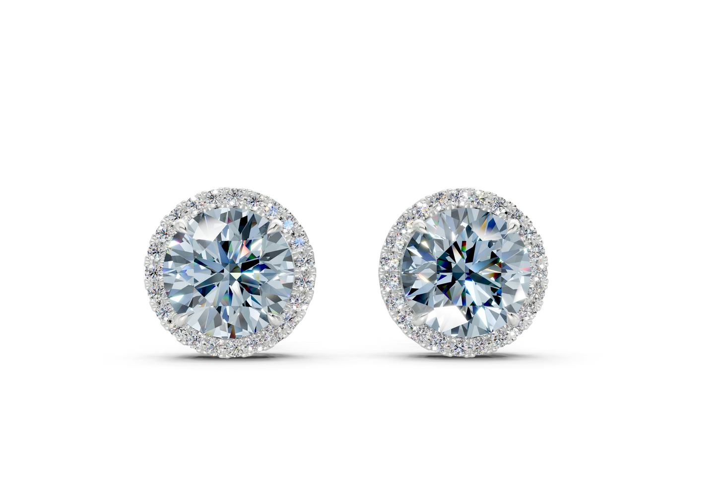 Marseille Halo Blue Diamond Round Cut Studs