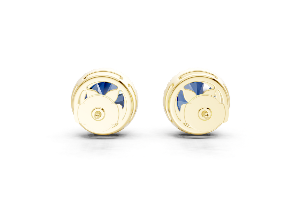Marseille Halo Sapphire Gemstone Round Cut Studs
