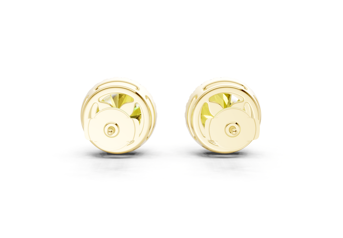 Marseille Halo Yellow Diamond Round Cut Studs