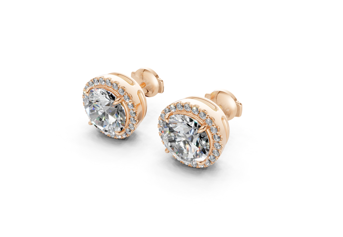 Marseille Halo Diamond Round Cut Studs
