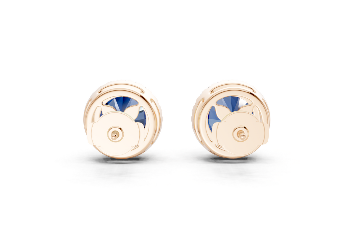 Marseille Halo Sapphire Gemstone Round Cut Studs