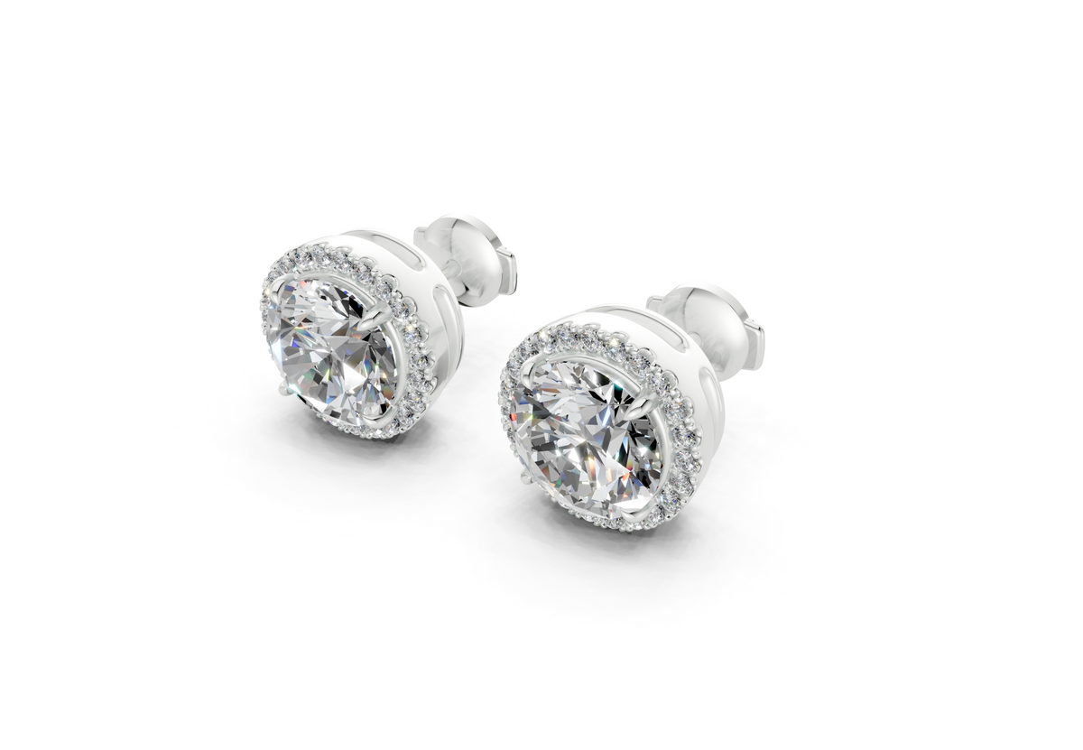 Marseille Halo Diamond Round Cut Studs