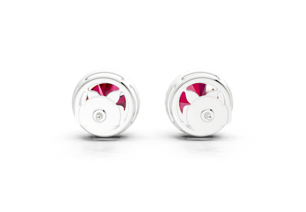 Marseille Halo Ruby Gemstone Round Cut Studs